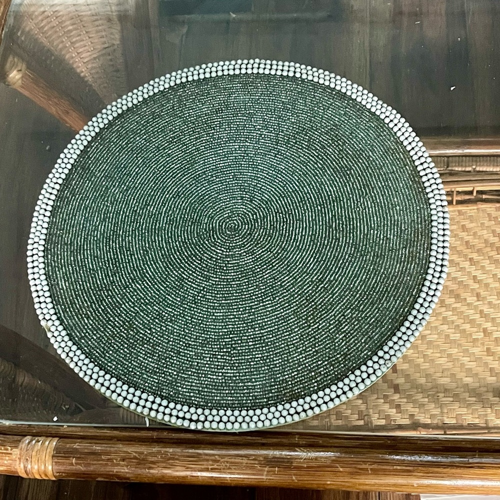 Pier1 Imports Vintage 15” Round  Beaded Placemat